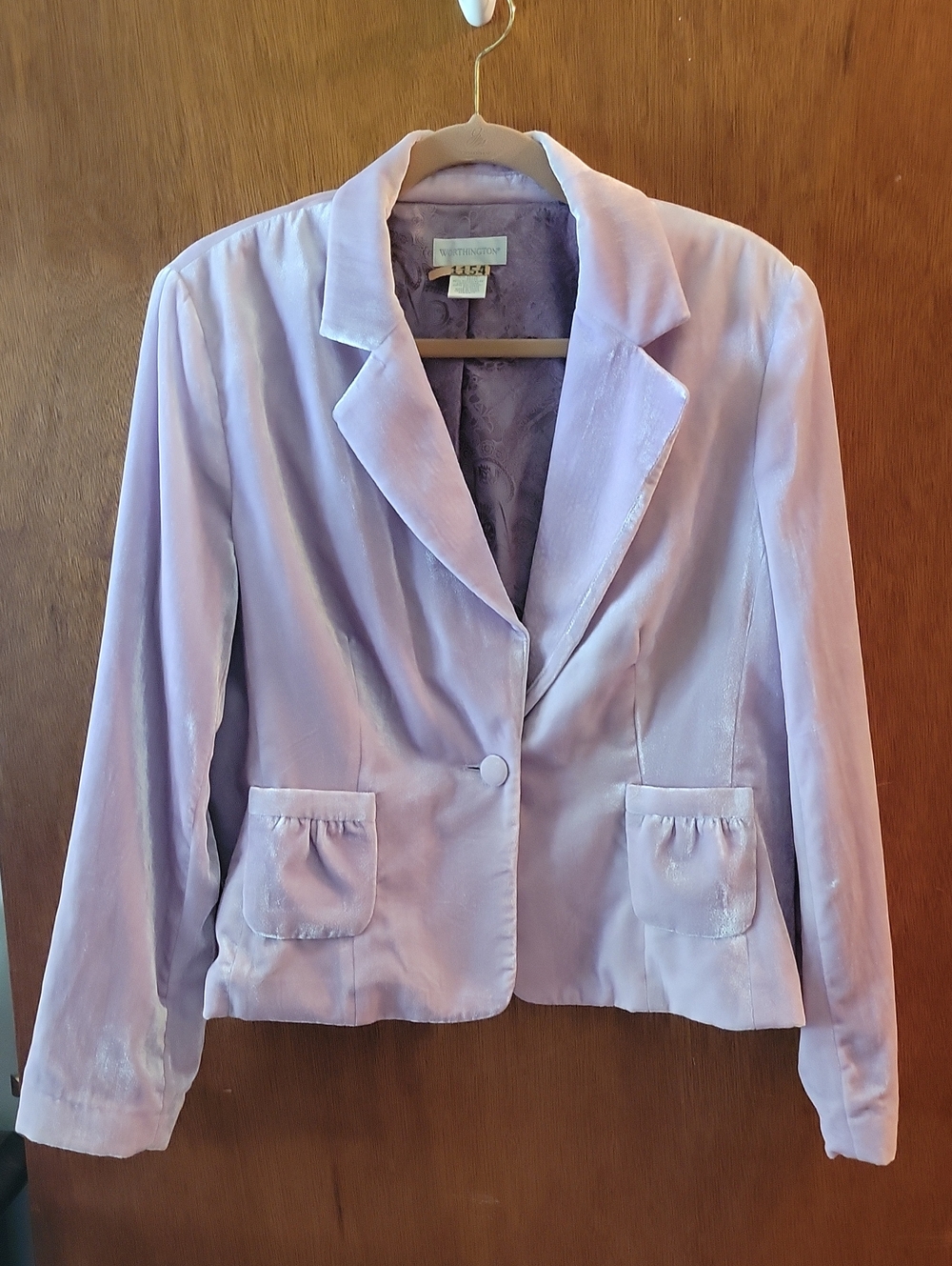 Worthington Soft Lavender Velvet Single-Button Blazer